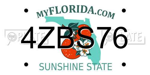 4ZBS76 Florida License Plate
