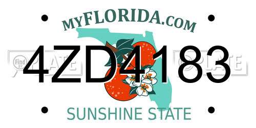 4ZD4183 Florida License Plate