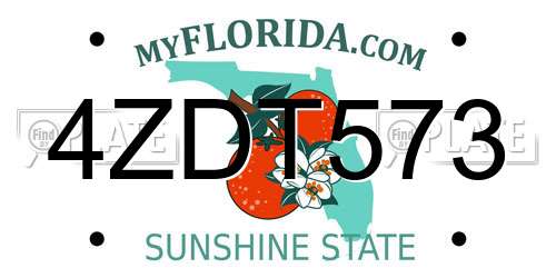 4ZDT573 Florida License Plate