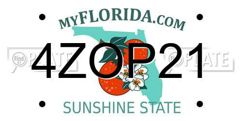 4ZOP21 Florida License Plate