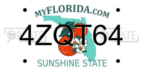 4ZQT64 Florida License Plate