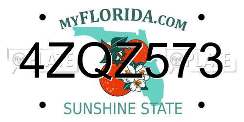 4ZQZ573 Florida License Plate