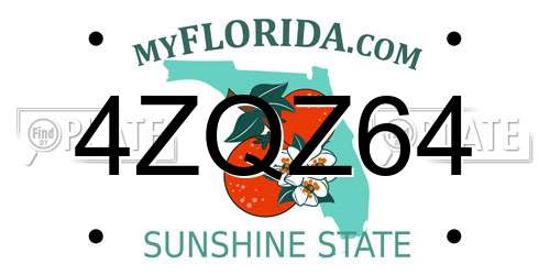 4ZQZ64 Florida License Plate