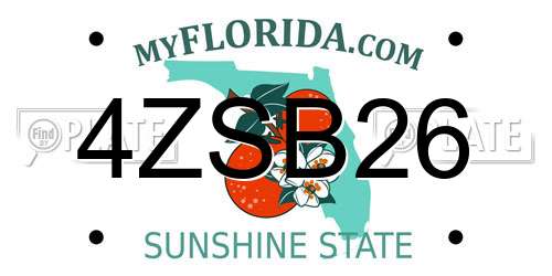 4ZSB26 Florida License Plate