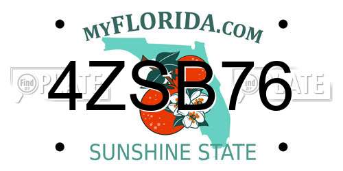 4ZSB76 Florida License Plate