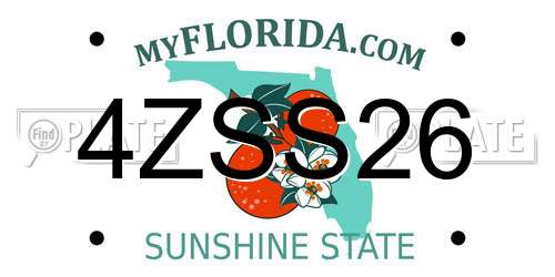 4ZSS26 Florida License Plate