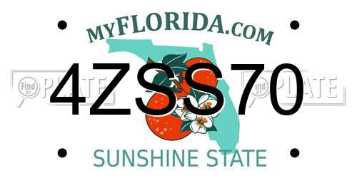 4ZSS70 Florida License Plate