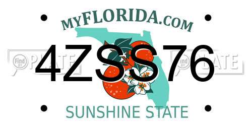 4ZSS76 Florida License Plate