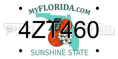 4ZT460 Florida License Plate