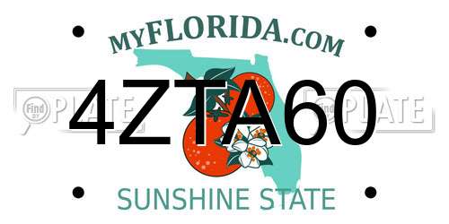 4ZTA60 Florida License Plate
