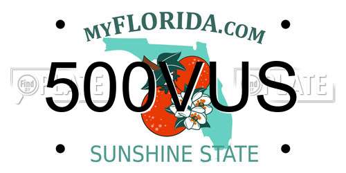 500VUS Florida License Plate