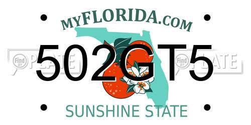 502GT5 Florida License Plate