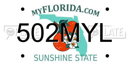 502MYL Florida License Plate