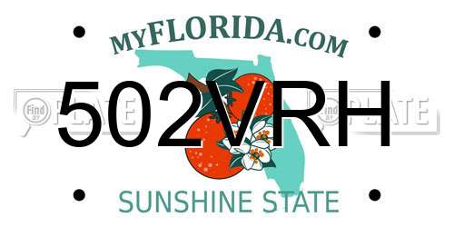 502VRH Florida License Plate