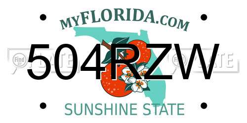 504RZW Florida License Plate