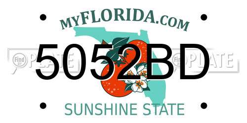 5052BD Florida License Plate