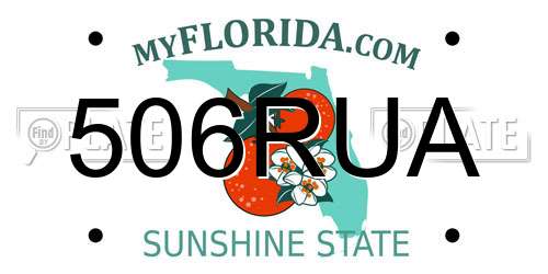 506RUA Florida License Plate