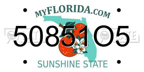 50851O5 Florida License Plate