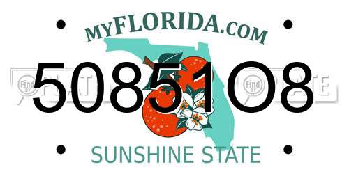 50851O8 Florida License Plate