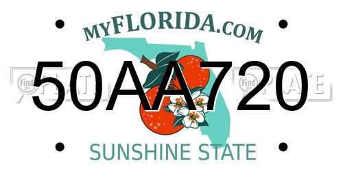 50AA720 Florida License Plate