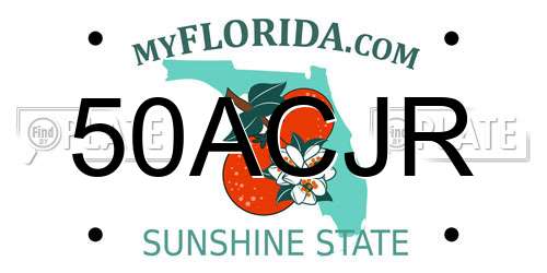 50ACJR Florida License Plate