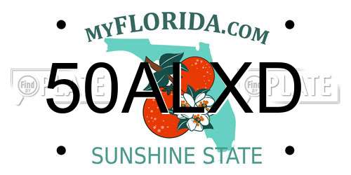 50ALXD Florida License Plate