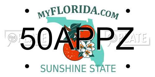 50APPZ Florida License Plate