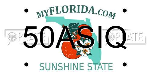 50ASIQ Florida License Plate