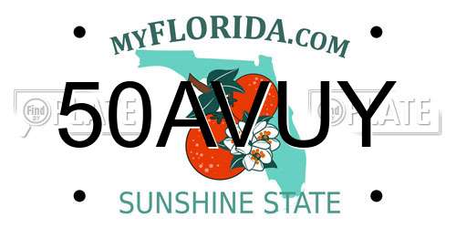 50AVUY Florida License Plate