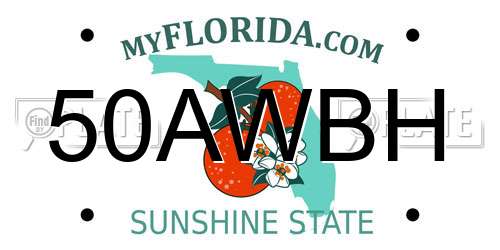 50AWBH Florida License Plate