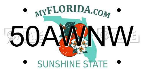 50AWNW Florida License Plate