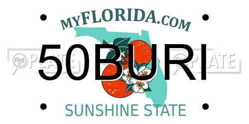 50BURI Florida License Plate