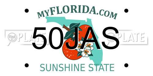 50JAS Florida License Plate