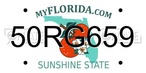 50RG659 Florida License Plate