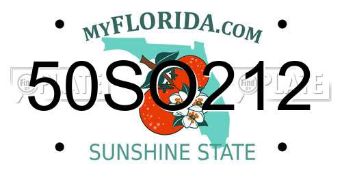 50SO212 Florida License Plate