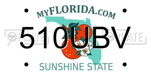510UBV Florida License Plate
