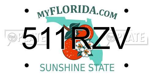 511RZV Florida License Plate