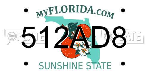 512AD8 Florida License Plate
