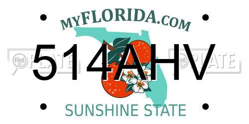 514AHV Florida License Plate