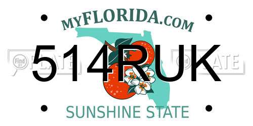 514RUK Florida License Plate