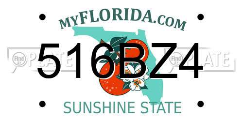 516BZ4 Florida License Plate