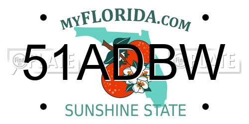 51ADBW Florida License Plate