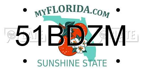 51BDZM Florida License Plate