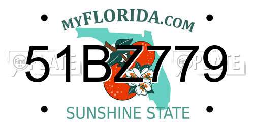 51BZ779 Florida License Plate