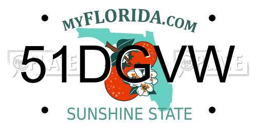 51DGVW Florida License Plate