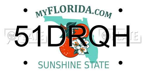 51DRQH Florida License Plate
