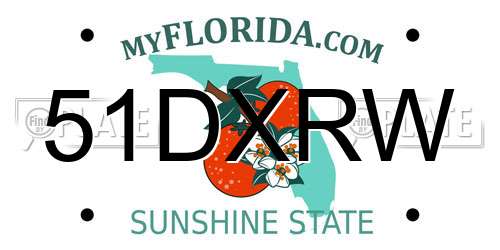 51DXRW Florida License Plate