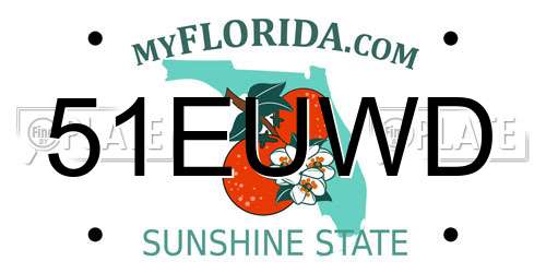 51EUWD Florida License Plate