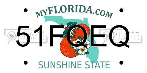 51FQEQ Florida License Plate