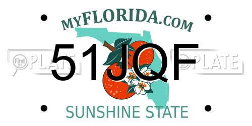 51JQF Florida License Plate